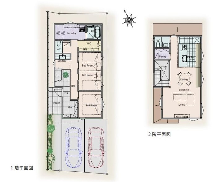 杉並区久我山５丁目　売地　2区画 建物プラン例（間取り図）