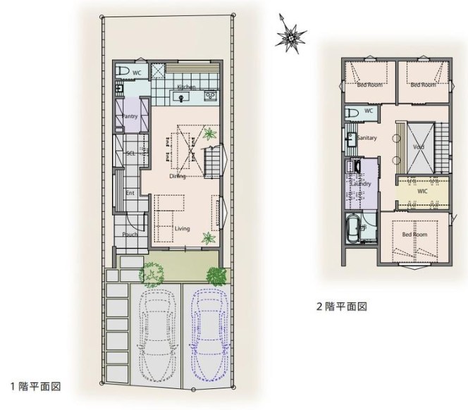 杉並区久我山５丁目　売地　3区画  建物プラン例（間取り図）