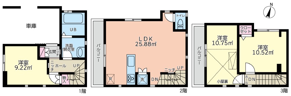 大田区大森東４丁目　中古戸建　限定1棟 間取図・土地図