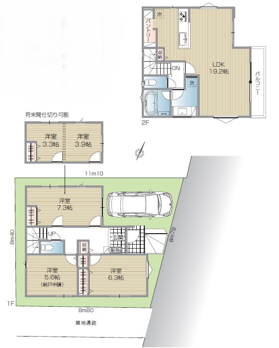 川崎市川崎区小田３丁目　新築戸建 全1棟 間取図・土地図
