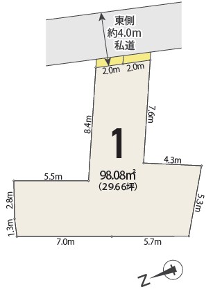 世田谷区赤堤４丁目　売地　全1区画 間取図・土地図