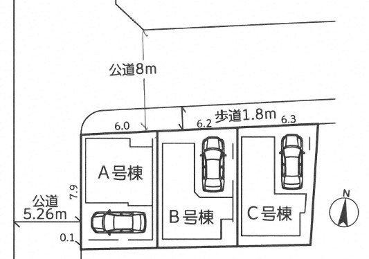 川崎市高津区坂戸３丁目　新築戸建　B号棟  全体区画図