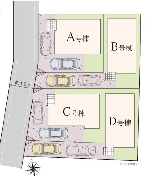 狛江市中和泉５丁目　新築戸建　D号棟    全体区画図