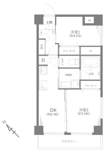 新大橋永谷マンション 間取図・土地図