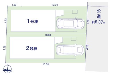 大田区新蒲田３丁目　新築戸建　1号棟 全体区画図