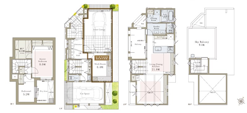 杉並区善福寺１丁目　新築戸建　1号棟 間取図・土地図