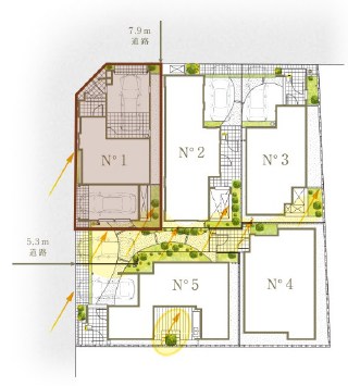 杉並区善福寺１丁目　新築戸建　1号棟 全体区画図