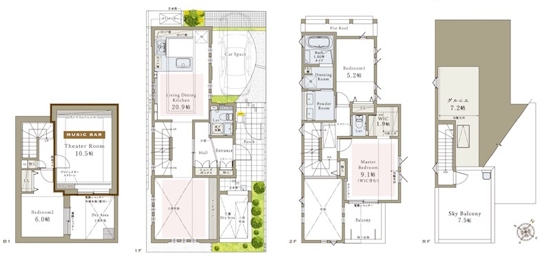 杉並区善福寺１丁目　新築戸建　2号棟 間取図・土地図