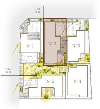 杉並区善福寺１丁目　新築戸建　2号棟 全体区画図