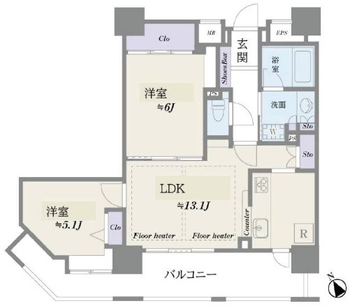 ヴィルヌーブタワー駒沢 間取図・土地図
