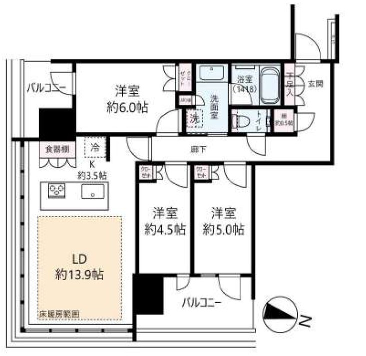 リビオタワー品川 間取図・土地図