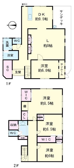 狛江市東野川２丁目　中古戸建　限定1棟 間取図・土地図