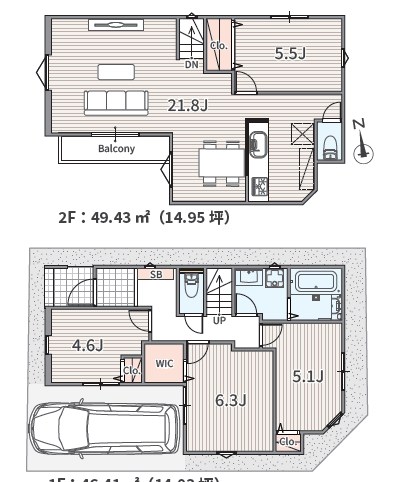 川崎市中原区井田１丁目　売地　全1区画 建物プラン例（間取り図）