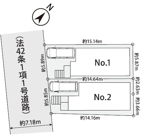 大田区中央５丁目　新築戸建　2号棟 全体区画図