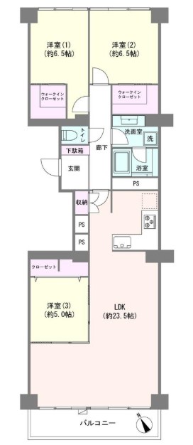 上野毛ハイム　３号棟 間取図・土地図