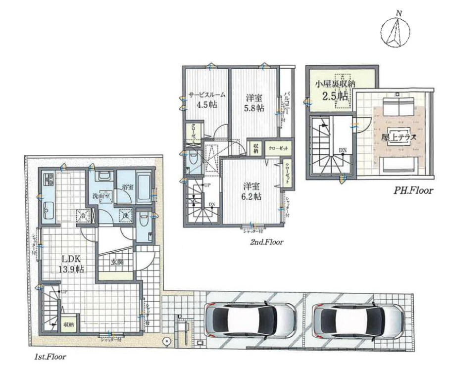 目黒区碑文谷１丁目　中古戸建　限定1棟 間取図・土地図