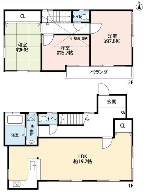 横浜市港北区下田町５丁目　中古戸建　限定1棟 間取図・土地図