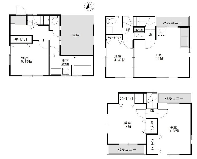川崎市中原区上小田中５丁目　中古戸建　限定1棟 間取図・土地図