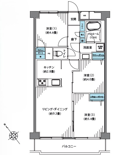 東海宮崎台マンション 間取図・土地図
