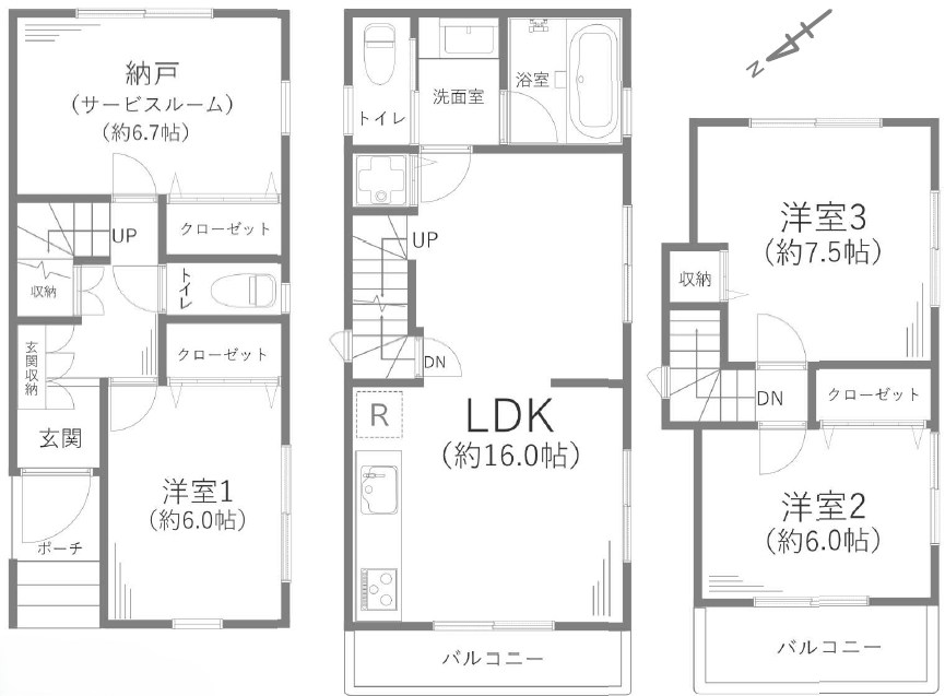 川崎市高津区下作延２丁目 中古戸建 全1棟 間取図・土地図