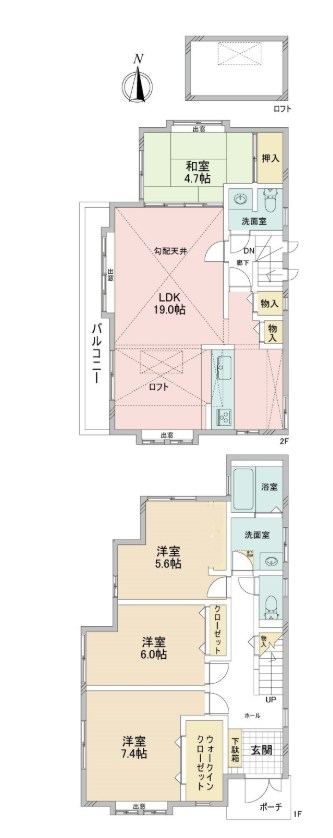 横浜市港北区高田西５丁目　中古戸建　限定1棟 間取図・土地図