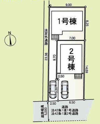 調布市深大寺北町３丁目 新築戸建　1号棟 全体区画図