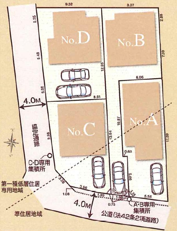 世田谷区北烏山９丁目　新築戸建　D号棟  全体区画図