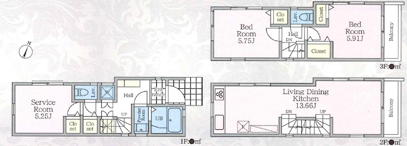 大田区大森南４丁目　新築戸建　B号棟  間取図・土地図