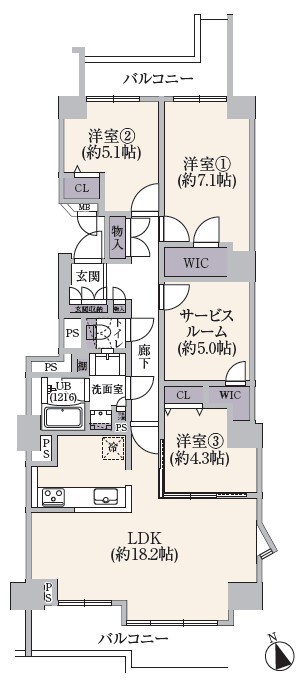 新多摩川ハイム２号棟 間取図・土地図