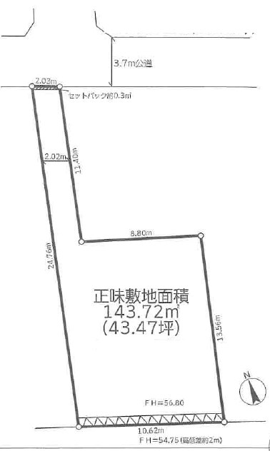 川崎市宮前区西野川1丁目 売地 限定1区画 間取図・土地図
