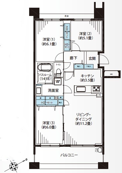 ルネ綱島 間取図・土地図