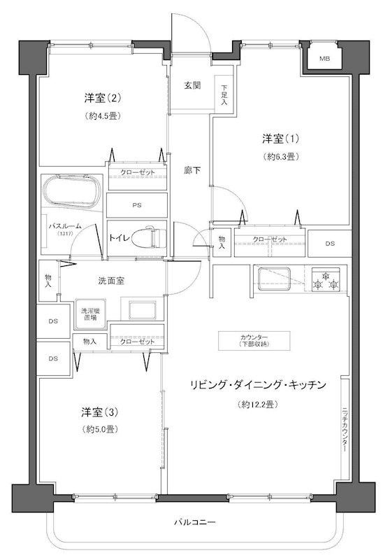 上野毛マープル松原 間取図・土地図
