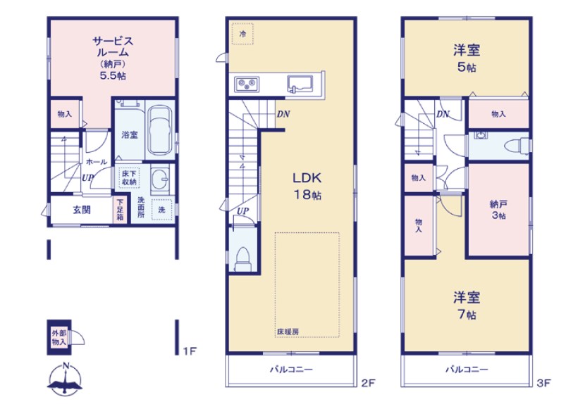 江東区大島８丁目　新築戸建　1号棟 間取図・土地図