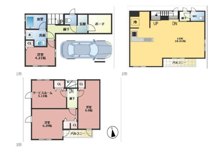 川崎市中原区西加瀬　中古戸建　限定1棟 間取図・土地図