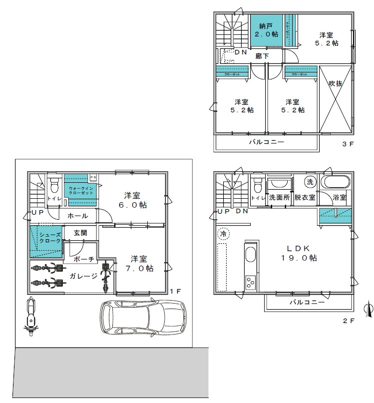 川崎市中原区木月３丁目　中古戸建　限定1棟 間取図・土地図