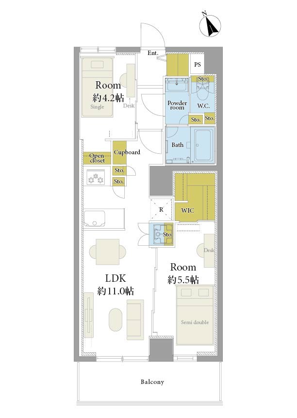 マンションワコー落合 間取図・土地図
