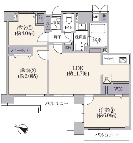 藤和シティホームズ世田谷下馬 間取図・土地図