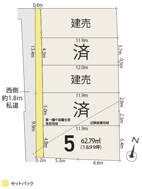 豊島区上池袋１丁目　売地　5区画 間取図・土地図