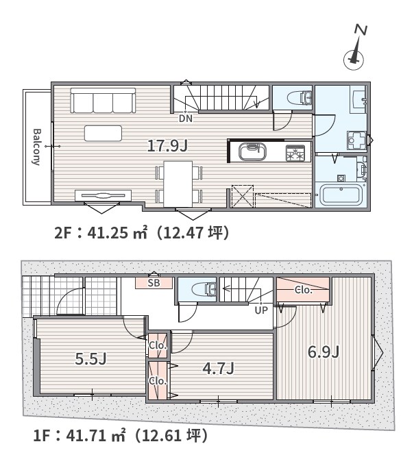 豊島区上池袋１丁目　売地　5区画 建物プラン例（間取り図）