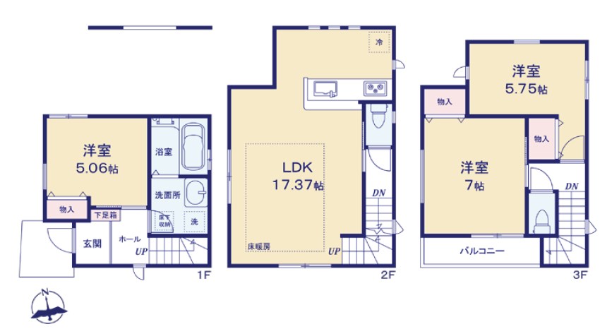 大田区西六郷３丁目　新築戸建　1号棟 間取図・土地図