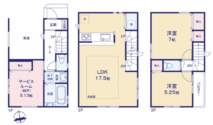 大田区西六郷３丁目　新築戸建　2号棟  間取図・土地図