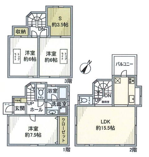 豊島区千早４丁目　中古戸建　限定1棟 間取図・土地図