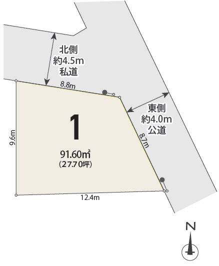 世田谷区上北沢１丁目　売地　全1区画 間取図・土地図