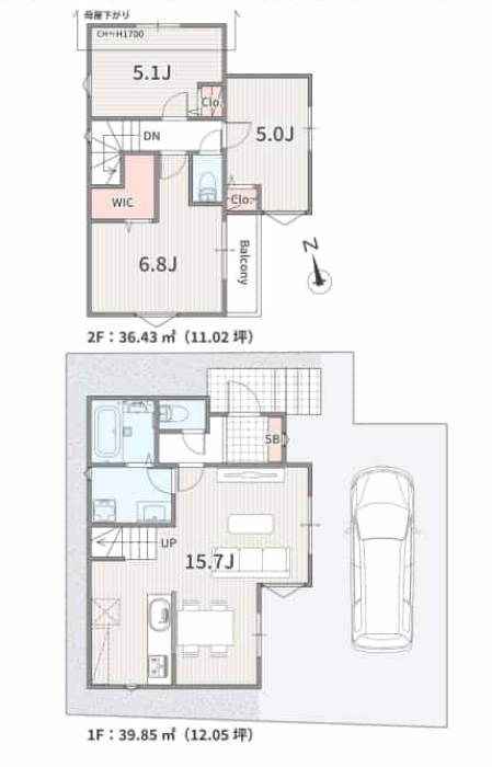 杉並区永福２丁目　売地　1区画 建物プラン例（間取り図）