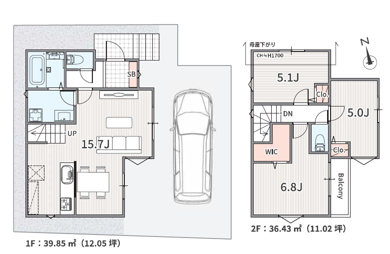 杉並区永福２丁目　売地　1区画 建物プラン例（間取り図）