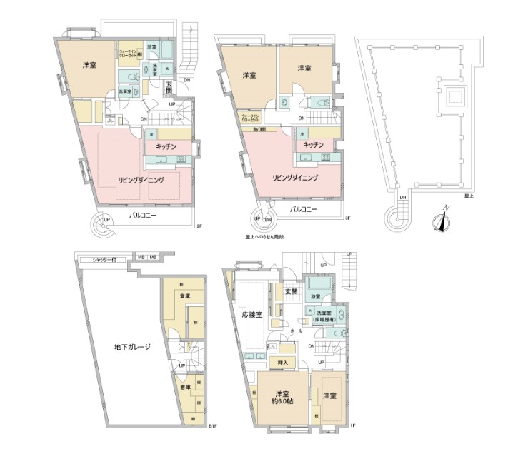 渋谷区元代々木町　中古戸建　限定1棟 間取図・土地図