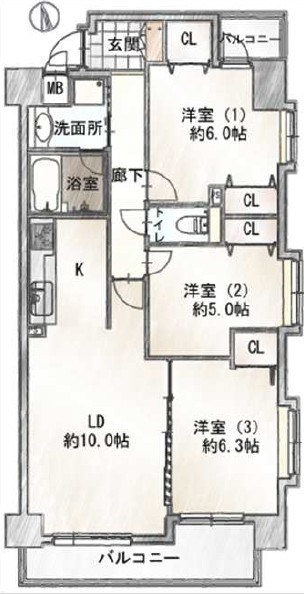 ダイアパレス八広花水木通りトリニティ 間取図・土地図