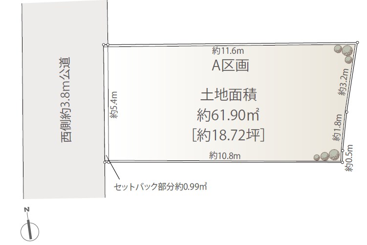 世田谷区代田１丁目　売地　A区画 間取図・土地図