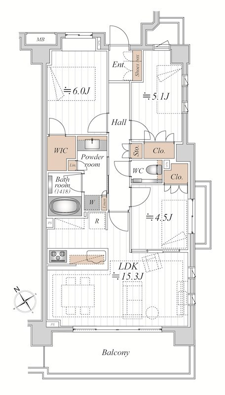 ブランズ東中野プレシアス 間取図・土地図