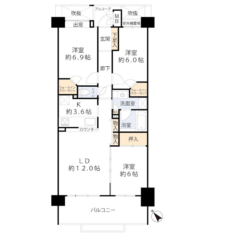 シー・パークスザ・ウイングフォート　中古マンション　横須賀市平成町 間取図・土地図